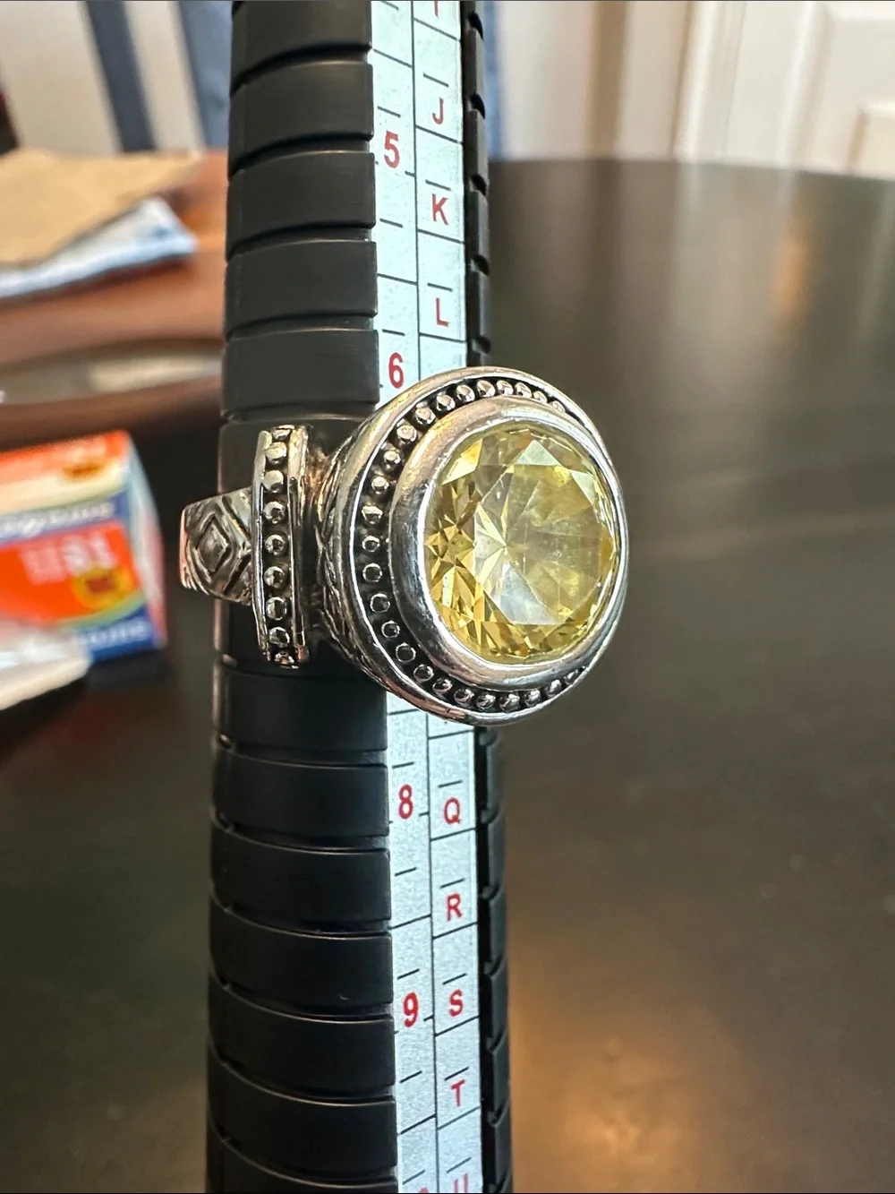 Premier Design “Lemon Luxe” (Vintage) Large Yellow Crystal Statement Ring-size 7